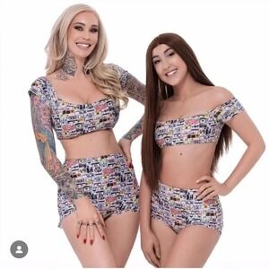 Red Dolly Swimwear camera bikini retro top